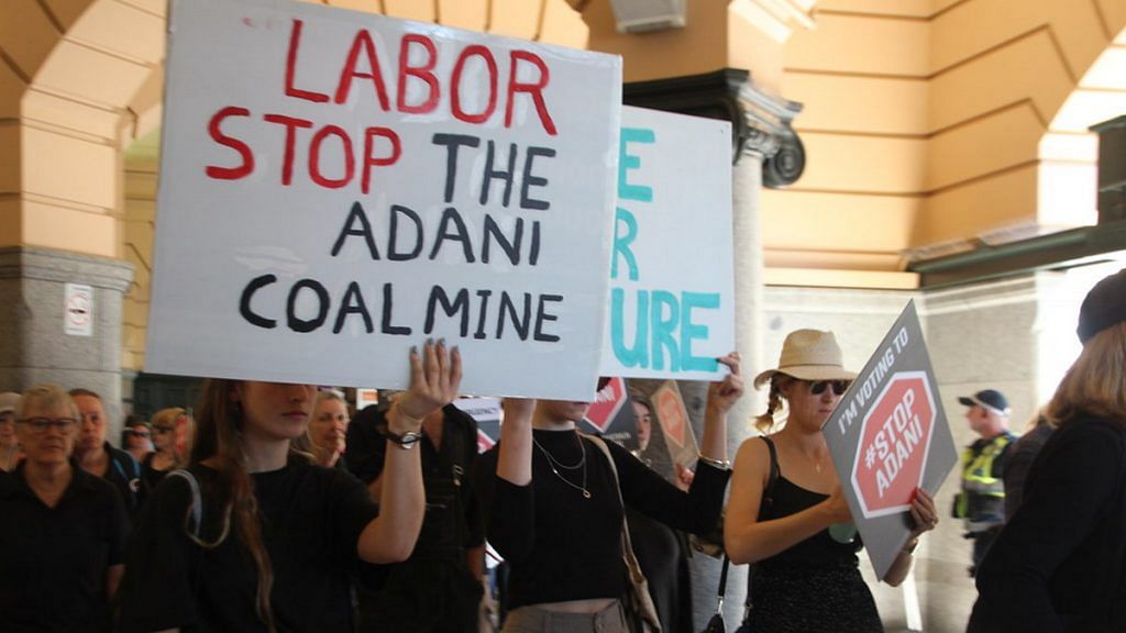 People protesters against Carmichael coal mine which is developed by Adani