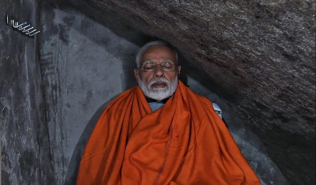 PM Narendra Modi meditating in the Kedarnath Temple on his two-day visit to Uttarakhand