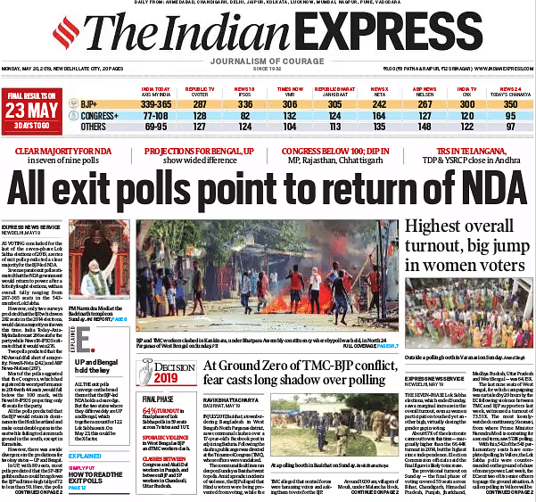 Newspapers Headline Tv Exit Polls Huge Modi Victory But Say Wait For 23 May