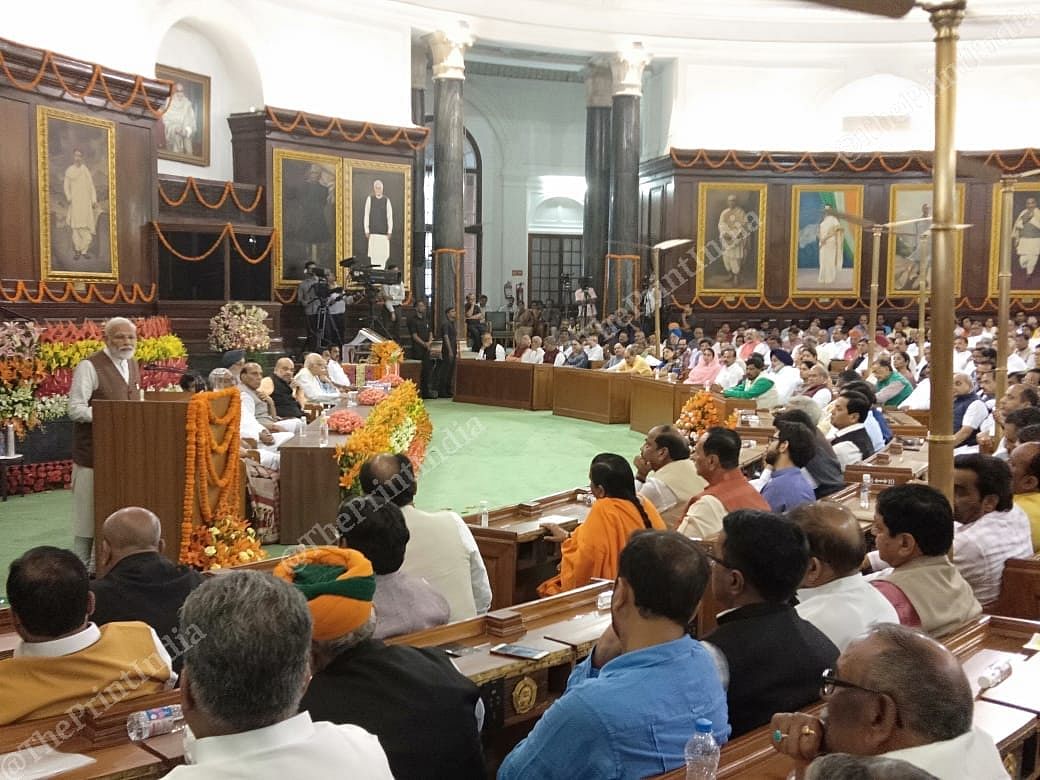 Prime Minister Narendra Modi speaks at the NDA meet | Photo: Praveen Jain | ThePrint 