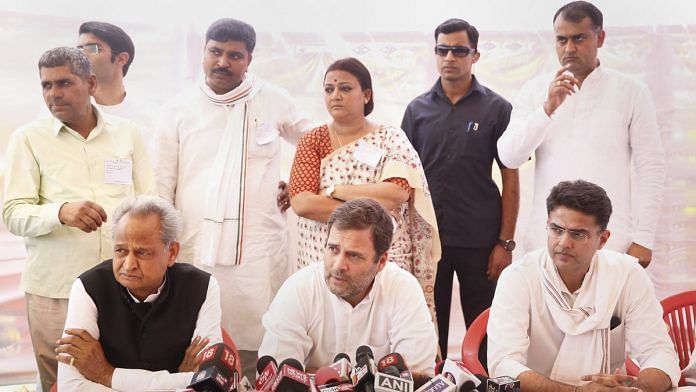 Rahul Gandhi at a press conference after meeting Alwar gang rape victim