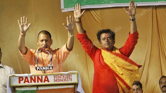UP Gorakhpur candidate Ravi Kishan with CM Adityanath