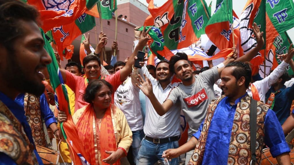 BJP supporters celebrating party's win in the Lok Sabha elections | Photo: Manisha Mondal | ThePrint