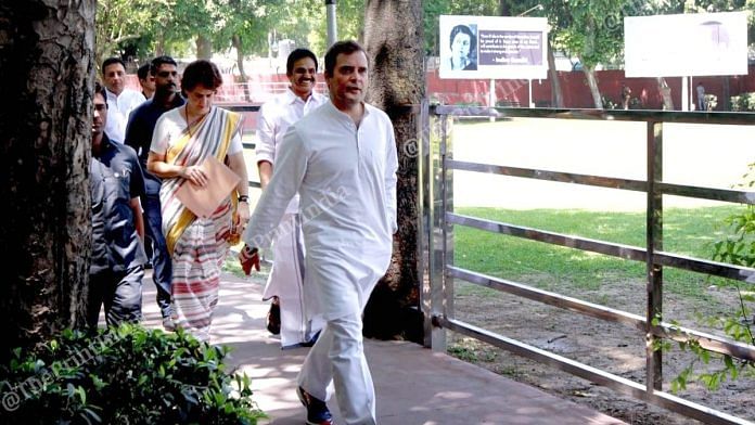 Congress president Rahul Gandhi with AICC UP East general secretary Priyanka Gandhi Vadra at Congress headquarter