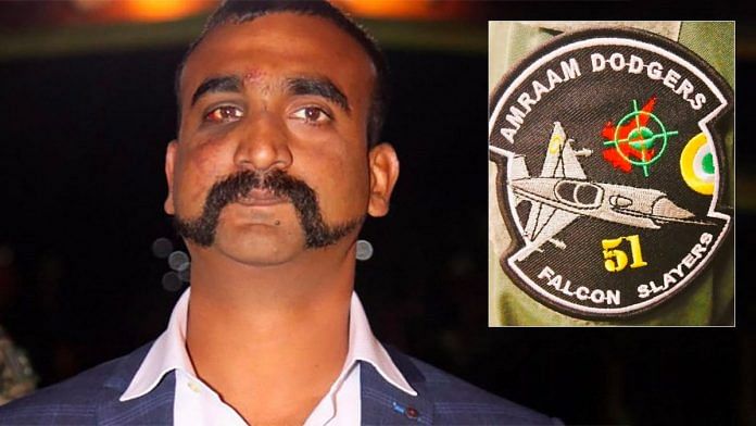 Wing Commander Abhinandan Varthaman. (Inset) the Dodgers patch