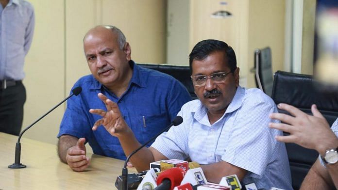 Manish Sisodia and Arvind Kejriwal during the press conference today