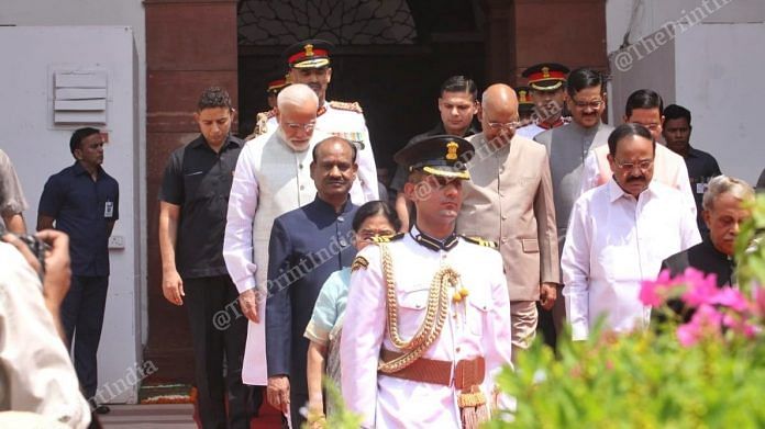 President Ram Nath Kovind and Prime Minister Narendra Modi as they arrive to attend the first day of the budget session. | Photos: Praveen Jain | ThePrint