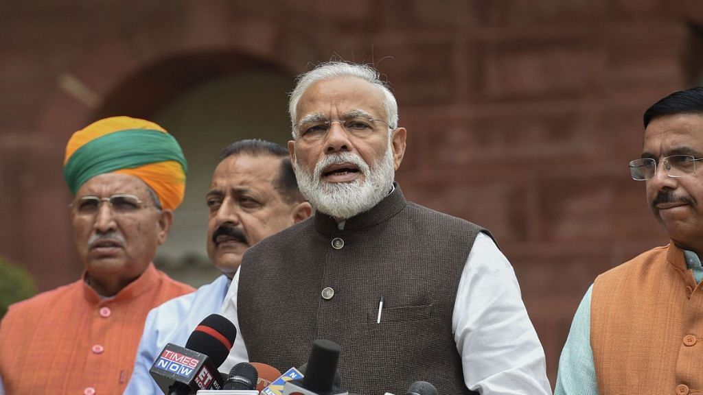 Prime Minister Narendra Modi addresses the media as he arrives for the first session of 17th Lok Sabha | PTI