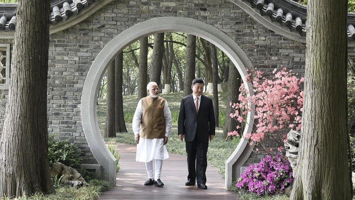 Narendra Modi with Xi Jinping