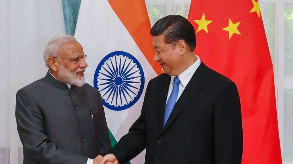 PM Narendra Modi with Chinese President Xi Jinping on the sidelines of the Shanghai Cooperation Organisation (SCO) Summit in Bishkek, Kyrgyzstan