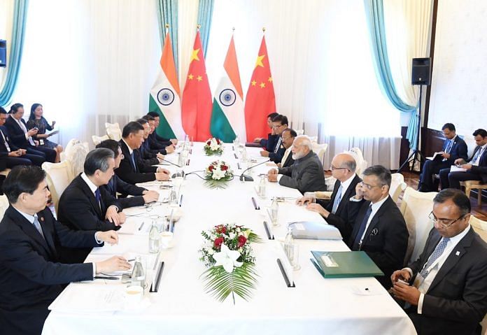 PM Narendra Modi with Chinese President Xi Jinping on the sidelines of the Shanghai Cooperation Organisation (SCO) summit, in Bishkek, Kyrgyzstan. | Twitter | @narendramodi