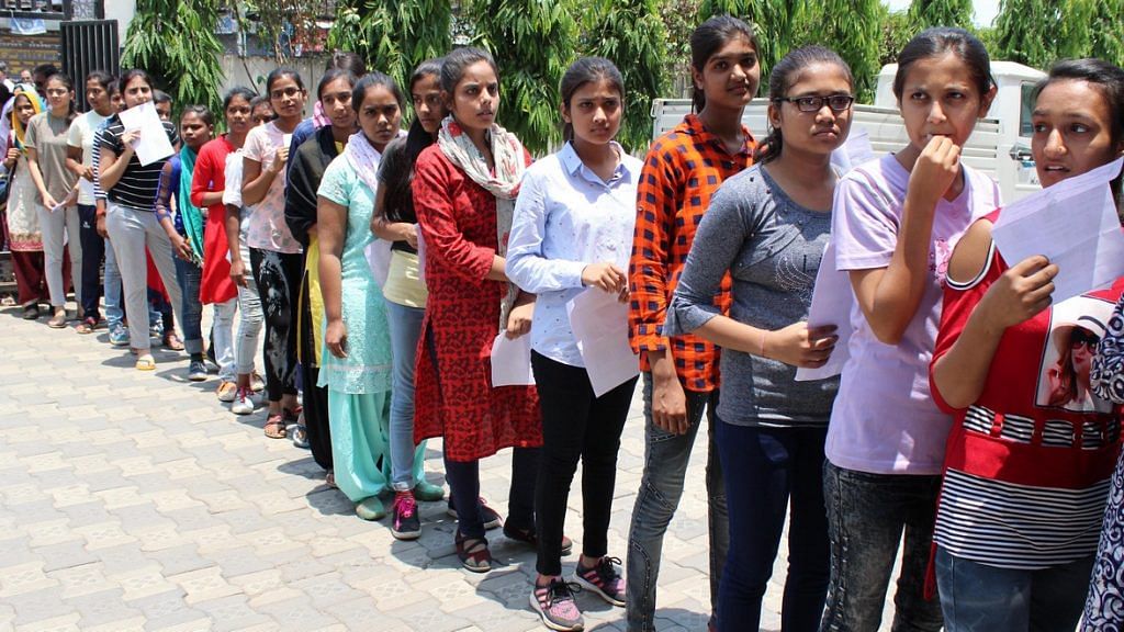 File image of students queuing up for an exam | Representational image | ANI