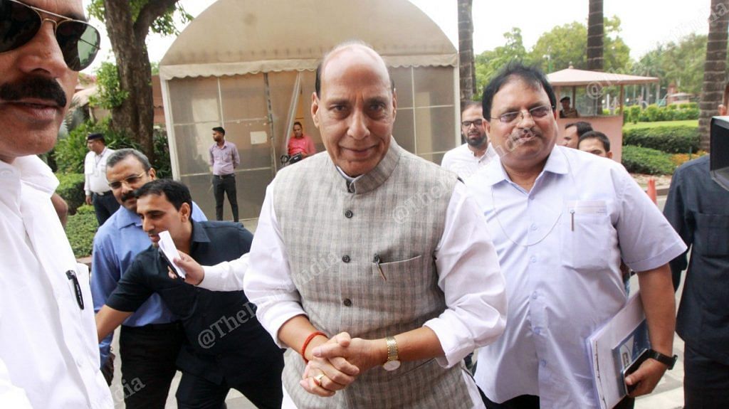 Defence Minister Rajnath Singh at Parliament