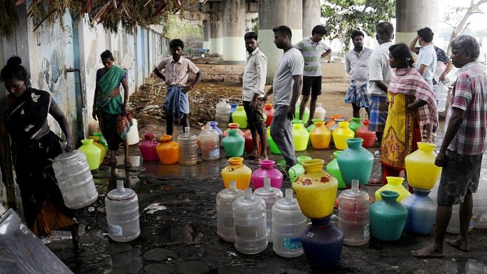 People line up to fill water in Chennai | ANI Photos