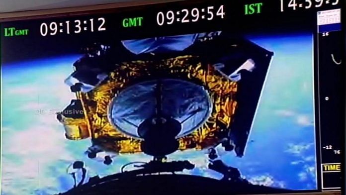 A view of the view Chandrayaan-2 after separation from the launch vehicle | ISRO | Twitter