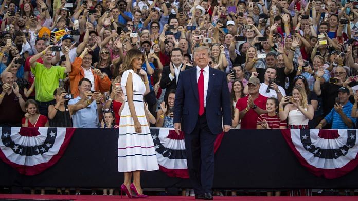 Donald Trump and Melania Trump at the Fourth of July celebrations