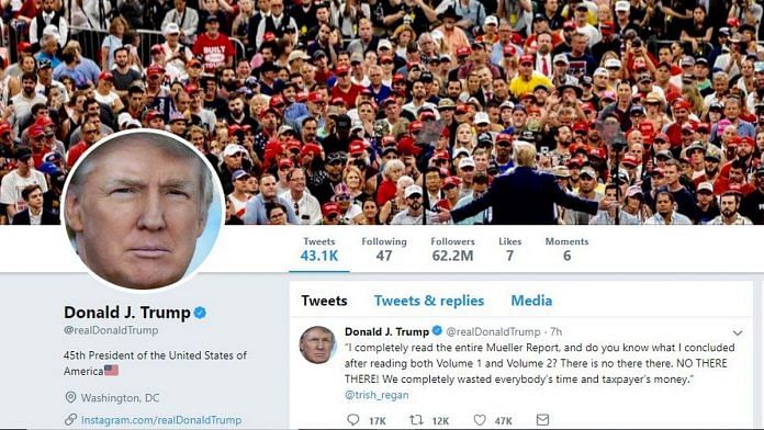 Donald Trump twitter account screen-grab
