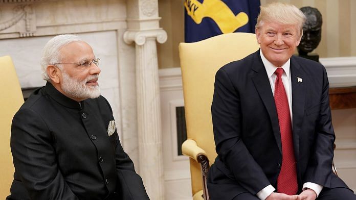 US President Donald Trump, right, and PM Narendra Modi at the Oval Office of the White House | File photo: Win McNamee/Pool via Bloomberg