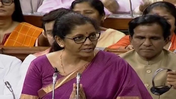 Finance Minister Nirmala Sitharaman presenting the 2019 Budget. | ANI