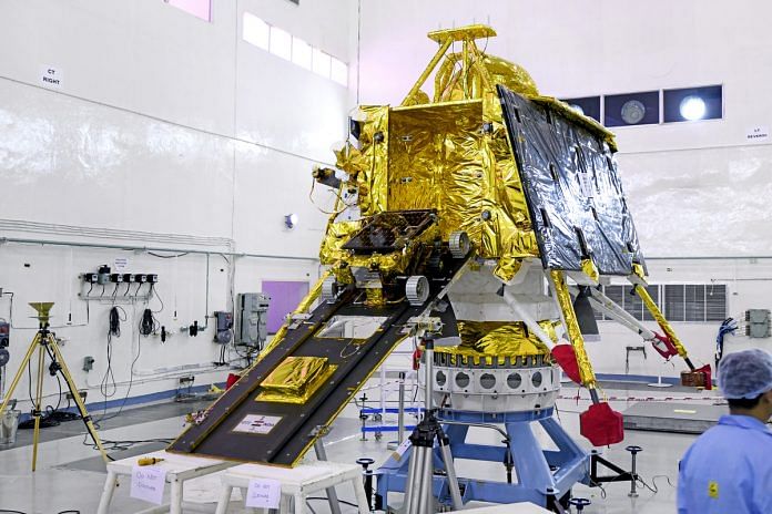 Pragyan Rover mounted on the ramp projecting from out of the sides of Vikram lander. | isro.gov.in