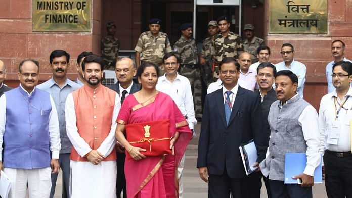 Finance Minister Nirmala Sitharaman and her team on their way to present the Finance Budget