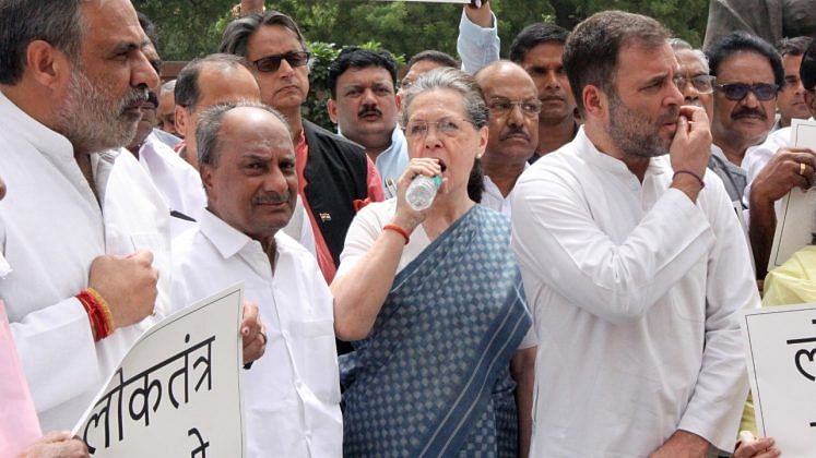 Sonia Gandhi drinking water