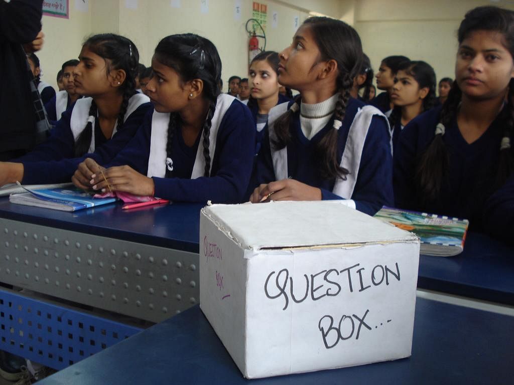 The question box being used during the seminar | Photo: Fatima Khan | ThePrint