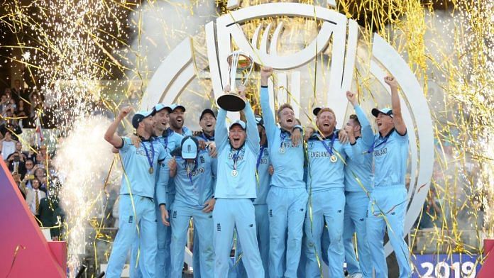 The England cricket team after winning the World Cup