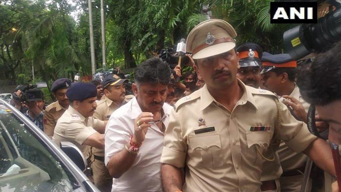 Karnataka minister D.K. Shivakumar being escorted by Mumbai | ANI Photo