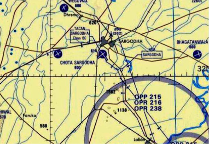 Sargodha complex on a wartime PAF map 