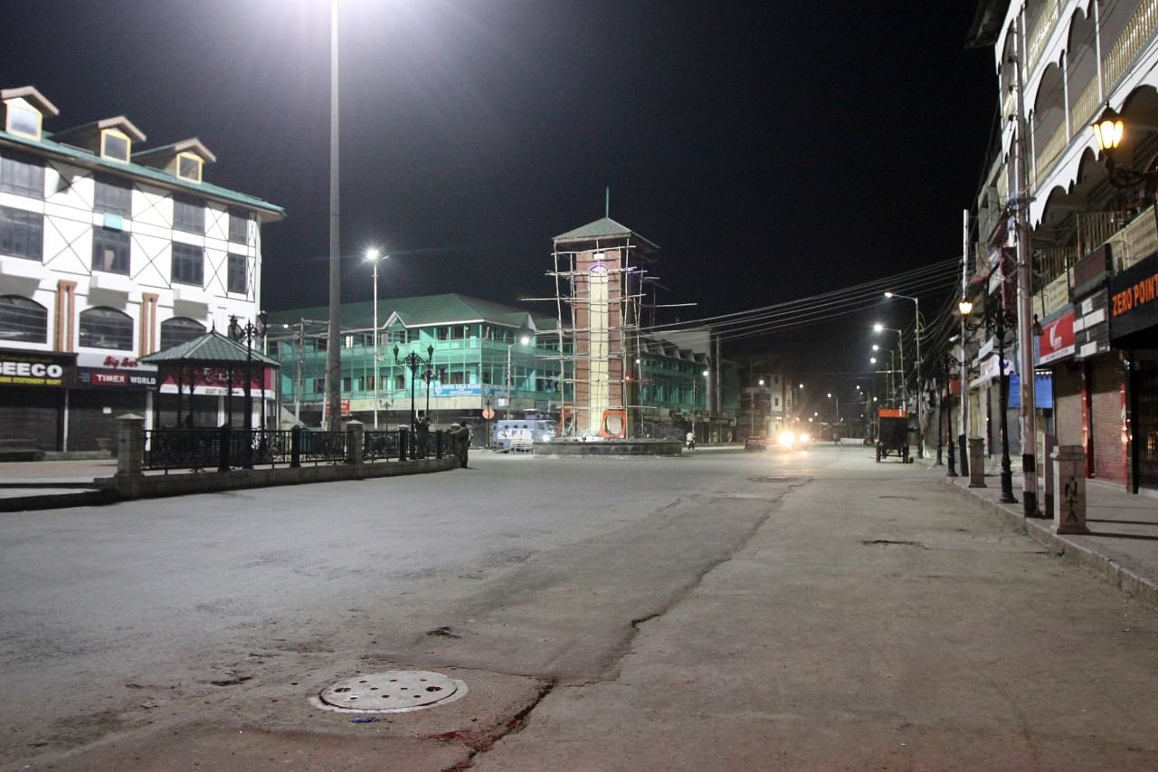 Lal Chowk, usually a scene of bustling activity given the many shops that line the city square, was shuttered and barricaded for the first week of the lockdown. Though restrictions have eased, the market is yet to come back to life | Praveen Jain | ThePrint
