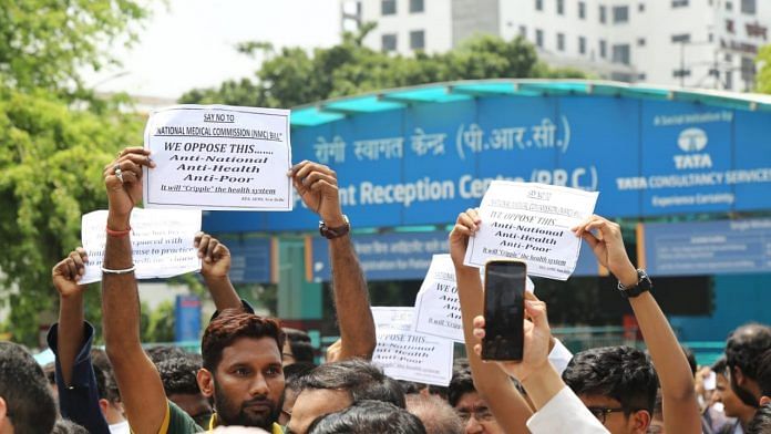 Doctor strike at AIIMC hospital in New Delhi | Photo: Suraj Singh Bisht | ThePrint