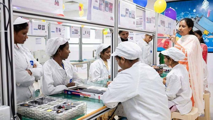Representational image | Employees at a mobile phone factory in Andhra Pradesh, 2019 | Karen Dias/ Bloomberg