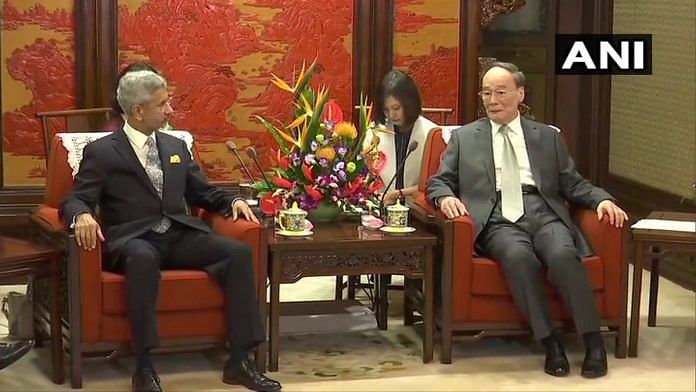 External Affairs Minister S. Jaishankar with Vice President of China, Wang Qishan, in Beijing. | @ANI | Twitter