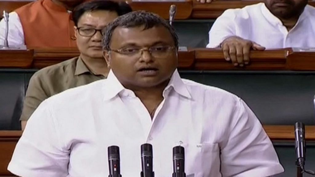 File image of Karti P. Chidambaram in the Parliament
