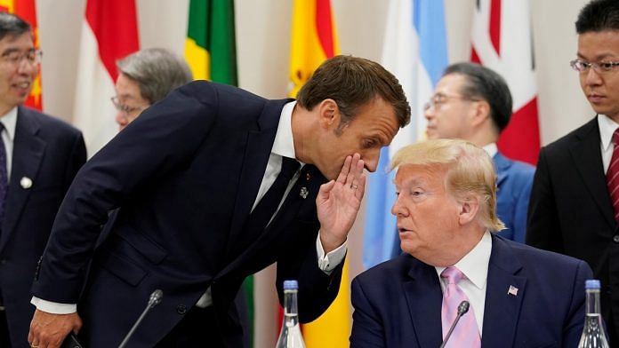 French President Emmanel Macron speaks with US President Donald Trump | ANI