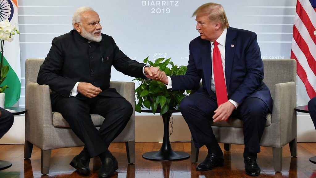 PM Narendra Modi meeting US President Donald Trump, on the sidelines of the G7 Summit, in Biarritz, France | File Photo | PIB