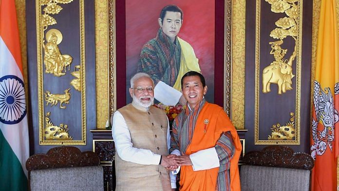 PM Narendra Modi and Bhutan PM Lotay Tshering at a meeting in Thiphu, Bhutan.