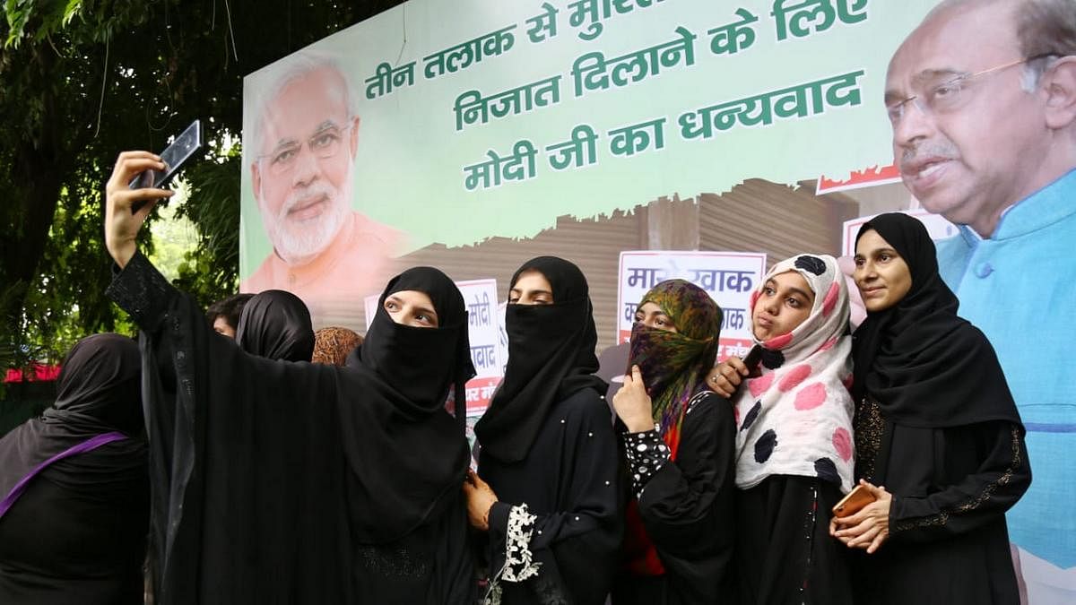 Muslim women celebrate after the triple talaq bill was passed in Parliament in 2019 | Photo: Suraj Singh Bisht | ThePrint
