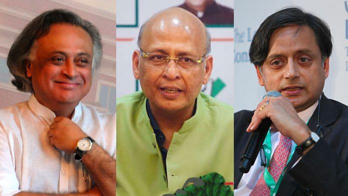 Jairam Ramesh, Abhishek Manu Singhvi and Shashi Tharoor