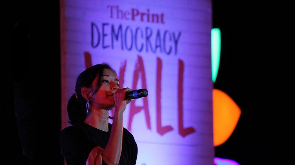 Sofia Ashraf at ThePrint’s Democracy Wall event in Hyderabad.