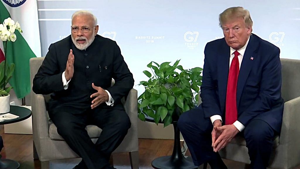 PM Narendra Modi with US President Donald Trump on the sidelines of the G7 Summit in Biarritz on 26 August