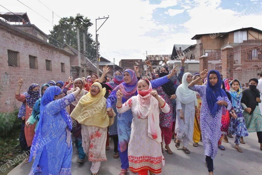 Women protest in Soura, Downtown Srinagar in Jammu and Kashmir on 11th August, 2019 | Photo: Praveen Jain