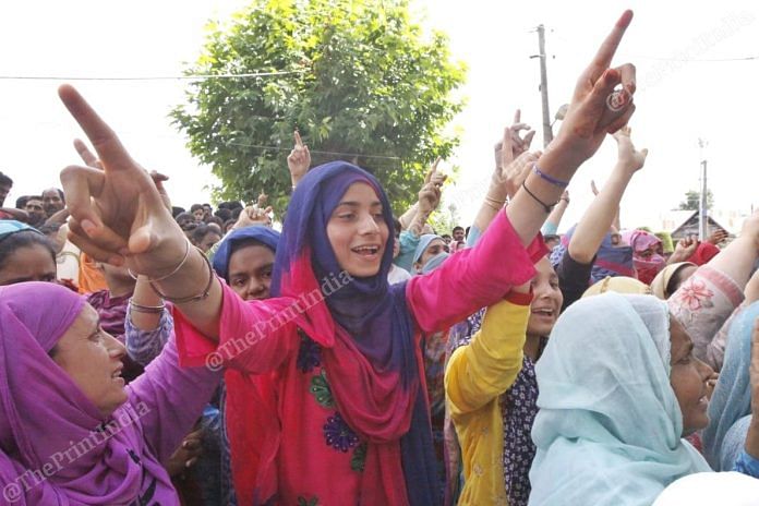 Women protest in Soura, Downtown Srinagar in Jammu and Kashmir on 11th August, 2019 | Photo: Praveen Jain