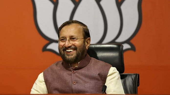 Union Minister Prakash Javadekar at a press conference in New Delhi, Augist 2019. | Photo: Suraj Singh Bisht | ThePrint