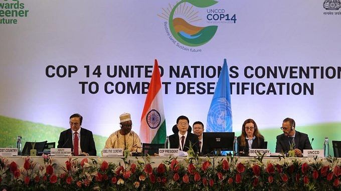 UNCCD executive general Ibrahim Thiaw along with other members at the UN COP-14 | Twitter: @UNCCD