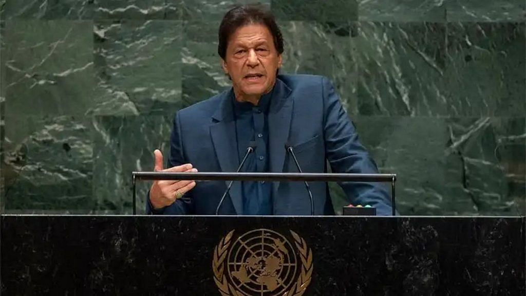 Pakistan's PM Imran Khan speaking at UNGA | Twitter- @MoIB_Official