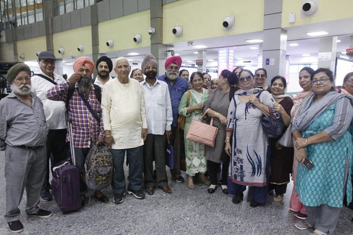 The group of Sikh men and women at Srinagar airport. | Photo: Praveen Jain | ThePrint