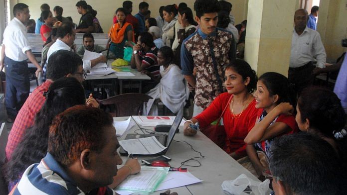 People attend an NRC hearing to enroll their names for the final NRC list, at an NRC Seva Kendra, in Guwahati. | ANI