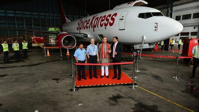 SpiceJet's first freighter aircraft, at New Delhi airport